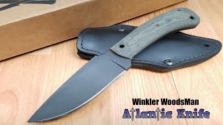 WINKLER KNIVES II WOODSMAN BLACK MICARTA HANDLE FIXED BLADE KNIFE  SHEATH 026 [upl. by Wun664]