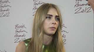 British Fashion Awards 2012  Cara Delevingne Interview [upl. by Joye]