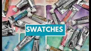 NEW Holbein Granulating Watercolors Swatches [upl. by Ydnem159]