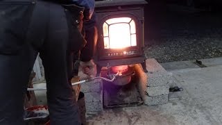 Waste Oil stove heater over 800 degrees F in just a few minutes [upl. by Charmion]