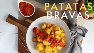 Make DELICIOUS PATATAS BRAVAS at home Spanish style fried potatoes with spicy tomato sauce recipe [upl. by Annahael569]