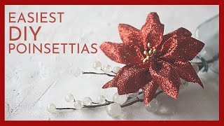 EASIEST RIBBON POINSETTIA TUTORIAL  DIY CHRISTMAS DECOR WITH WIRED RIBBONS [upl. by Uy525]