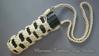 DIY Macrame Tumbler Bag Holder  Macrame Water Bottle Holder Using Josephine Knot [upl. by Anoli]