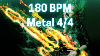 Metal Drums 180 BPM 44 Backingtrack [upl. by Akcemat98]