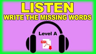 Dictation Exercise  Listen and write PDF  Level A  Easy English Lesson [upl. by Nosreg815]