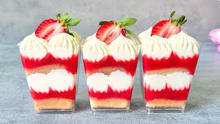 Strawberry Tiramisu dessert cups Easy and yummy no bake dessert [upl. by Yokum]