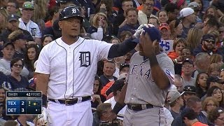 WATCH THE HAIR Miguel Cabrera ruffles Adrian Beltres feathers [upl. by Oiligriv]