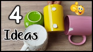 4 LINDAS IDEAS CON TAZAS ROTAS  Manualidades con reciclaje  Crafts with broken cups [upl. by Inaboy308]