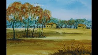 Come realizzare un PAESAGGIO italiano ad ACQUERELLO dipingere pittura tutorial [upl. by Spiegel]