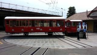 VitznauRigiBahn Historic Carriage Moved on Turntable in HD [upl. by Ayotahc]