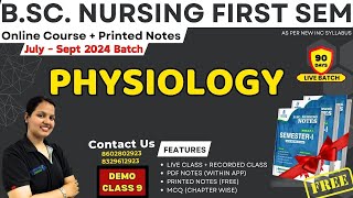 DEMO CLASS 9 PHYSIOLOGY B Sc NURSING 1ST SEM  PHYSIOLOGY IN HINDI B Sc NURSING LECTURE 2024 [upl. by Landel358]