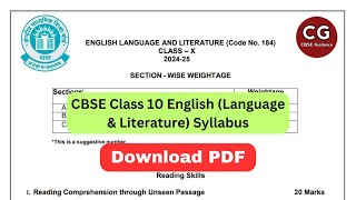 CBSE Class 10 English 202425 Syllabus Explained Reading Writing Literature [upl. by Drareg]