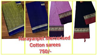 Narayanpet Mercerised Cotton sarees 750 free shipping [upl. by Sybyl]