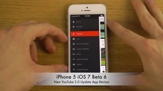 iPhone 5 iOS 7 Beta 6  New YouTube 20 Update App Review [upl. by Niryt87]