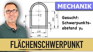 Flächenschwerpunkt zusammengesetzte Fläche  Halbkreisfläche  Schwerpunktslehre [upl. by Halbeib]