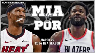 Miami Heat vs Portland Trail Blazers Full Game Highlights  Mar 29  2024 NBA Season [upl. by Kliber]