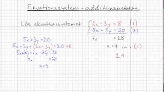 Matematik 2b Ekvationssystem  Additionsmetoden [upl. by Ffej]