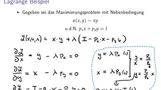 Optimieren mit Nebenbedingungen Die Methode der LagrangeMultiplikatoren [upl. by Esorbma534]