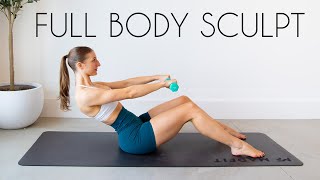 30 MIN FULL BODY SCULPT  Low Impact Pilates Style Light Weights [upl. by Drofnats]