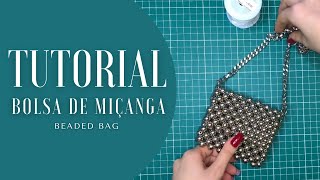 TUTORIAL bolsa de miçanga mini  Mini beaded bag [upl. by Grados]