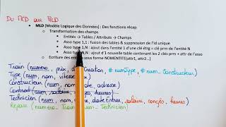 Créer un MLD Modèle Logique de Données depuis un MCD  Méthode amp Exemple  Bases de données [upl. by Rockefeller]