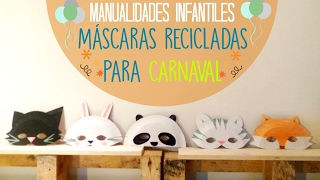 Manualidades Infantiles Máscaras de animales para Carnaval  reciclar con platos de papel [upl. by Essenaj]