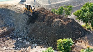 NEW PROJECT THE BEST WORK FAST DOZER CAT​ D6R2 PUSHING CLEARING SOIL MAKE NEW ROAD DAM CONSTRUCTION [upl. by Iiette414]