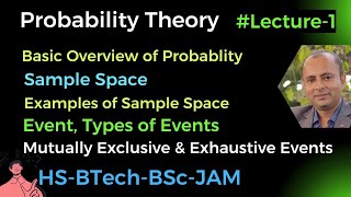 Basic Overview of Probability  Sample Space  Events  Mutually Exclusive Event  Exhaustive Events [upl. by Ahsieym]