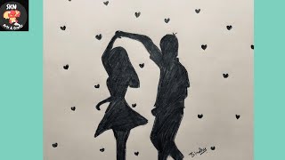 How to Draw Couple Dancing Pencil Sketch  Valentines Day 2022 Drawing SKN Arts amp Crafts [upl. by Casimir]