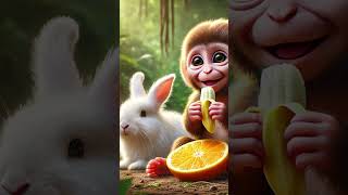 🐰Cute rabbit rescues a poor little monkey rabbit cat kitten funny ai [upl. by Christine]