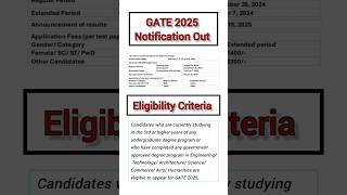 Gate 2025 Exam DateRegistrationResult date Out GATE 2025 Eligibility CriteriaRegistration Fee [upl. by Eldnar]