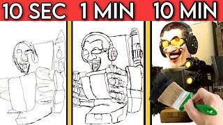 Drawing GMAN TOILET In 10 SECONDS 1 MINUTE amp 10 MINUTES [upl. by Eema179]