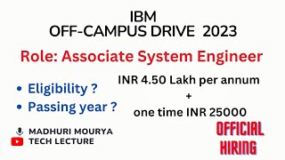 IBM OffCampus Drive 2023  Role Associate System Engineer techlecture [upl. by Orofselet]