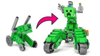 LEGO Minecraft Mutant Creeper Tank Upgrading My Sons Creation [upl. by Niaz]