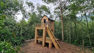 155 Days Solo Bushcraft Building Warm Shelter in the Cliff top of tree waterfall villa from Clay [upl. by Kevan]