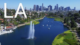 Echo Park Los Angeles  Drone Footage [upl. by Nosemaj]