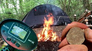 Solo Overnight Camping In The Woods With Metal Detecting [upl. by Nilrak534]