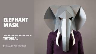 DIY Elephant mask Printable paper animal mask tutorial [upl. by Suoicserp43]