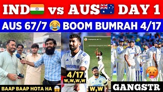 Boom Bumrah 417 Siraj 217 IND🇮🇳 vs AUS🇦🇺 Day 1 Stumps  Aus Software Updated  Pak Public Reaction [upl. by Nnilsia]