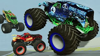 Demon Hunter Earth Shaker Bigfoot MONSTER JAM INSANE Racing Jumps and Destruction  BeamNGDrive [upl. by Radec]