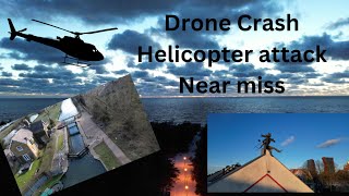 4K Drone crash near miss helicopter attack [upl. by Nalhsa]