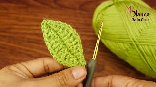 ¡¡Es tan fácil🧶🍃Lo hice con puntadas básicas de crochet🍃🧶HOJAS CROCHET NIVEL PRINCIPIANTE [upl. by Winne]