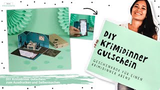 DIY Krimidinner Gutschein basteln  DIY Krimidinner Explosionsbox selber machen  minipresents [upl. by Laws]