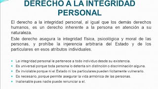 Derecho a la integridad personal Derecho fundamental y de carácter universal [upl. by Mcneil]