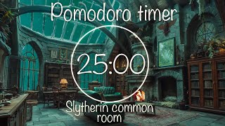 2H Pomodoro Timer 255  Slytherin common room  Harry Potterinsp  fireplace amp sounds of nature [upl. by Hcra]