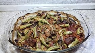 Tave me Bamje e Mish Vicitradicionale  A tradicional Albanian Okra dish [upl. by Emelita]