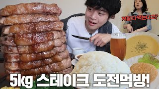 일본에서도 3명밖에 성공 못한 도전먹방 총 5kg 스테이크 정식 도전먹방🔥 [upl. by Enavi353]