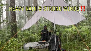 HEAVY RAIN WITH STRONG WINDS IN MY CAMPING‼️ SOLO CAMPING IN HEAVY RAIN [upl. by Vaios]