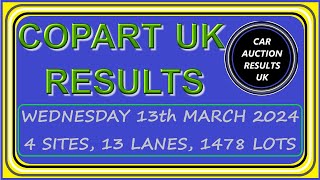 COPART UK AUCTION RESULTS FOR WED 13324 [upl. by Narton]