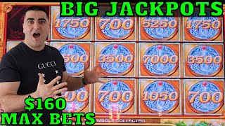 Winning BIG JACKPOTS On High Limit Slots  Up To 160 Max Bets [upl. by Anel]